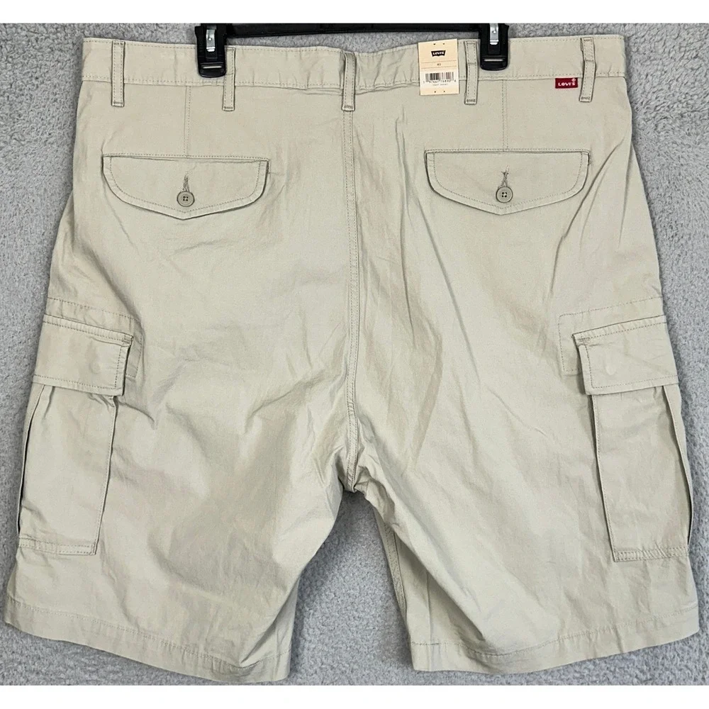 NEW Levis Shorts Mens 40 Beige Cargo Utiltiy Flat Front Stretch Casual Red Tab